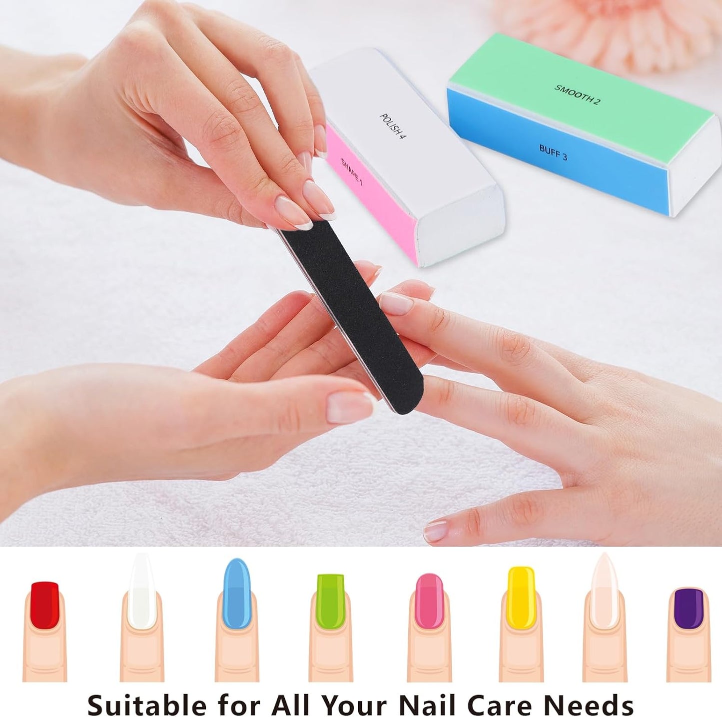 24 Pcs Nail File and Buffer Set, 4pcs 4 Way Nail Shine Buffers Blocks & 20pcs 100/180 Grit Nail Files Emery Boards Professional Manicure Pedicure Tool