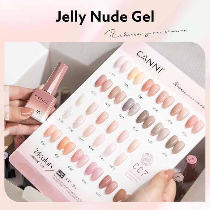 CANNI Milky Light Pink Gel Nail Polish, 1Pcs Jelly Nude Pink Gel Polish Sheer Clear Light Pink Gel Polish Translucent Color Nail Polish Gel Soak Off U V Gel Nail French Nail Manicure Salon DIY