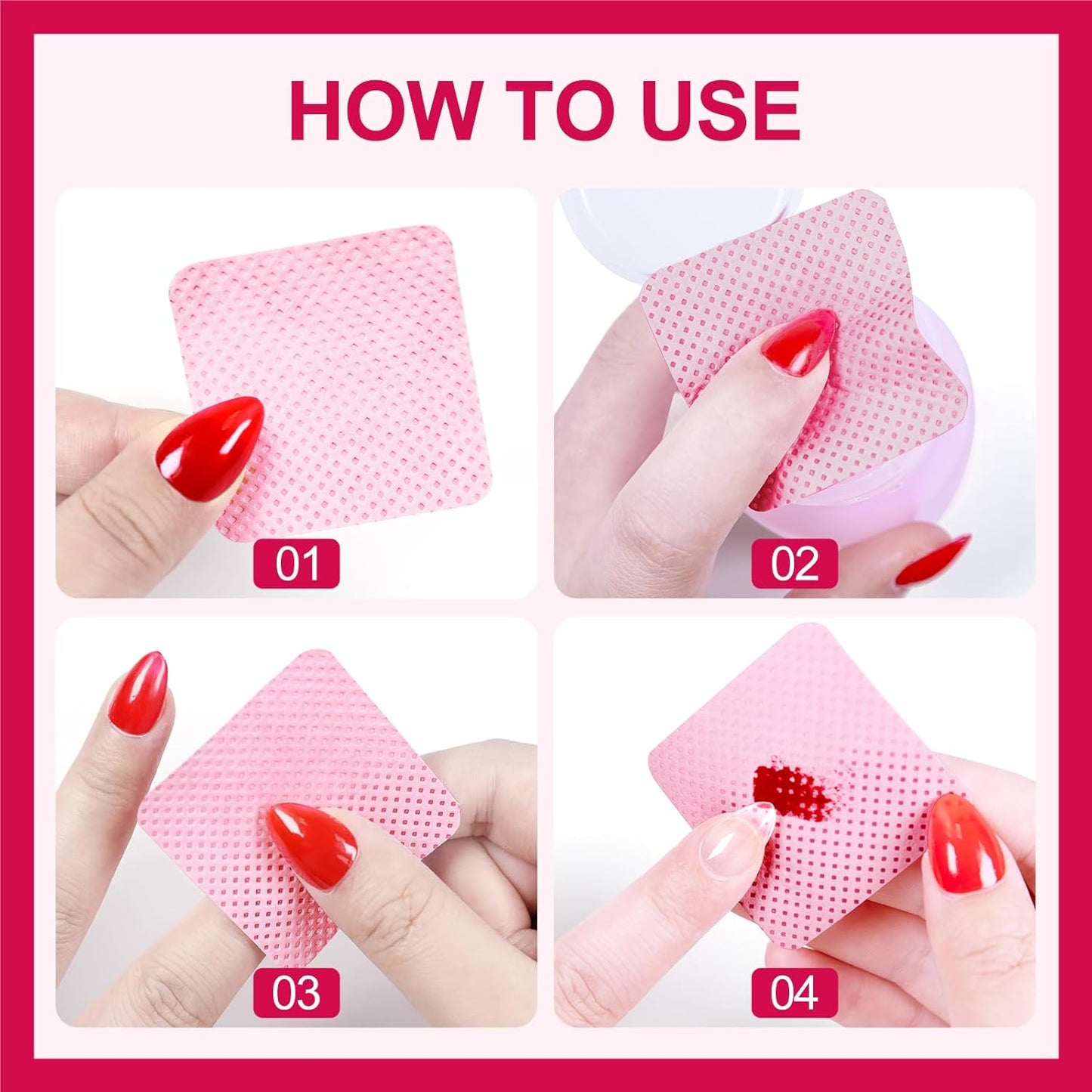 Lint Free Nail Wipes, 1200PCS Pink Lint Free Wipes Non-woven Fabric Gel Polish Remover Super Absorbent Soft Nail Polish Remover for Nail Salon, Home DIY