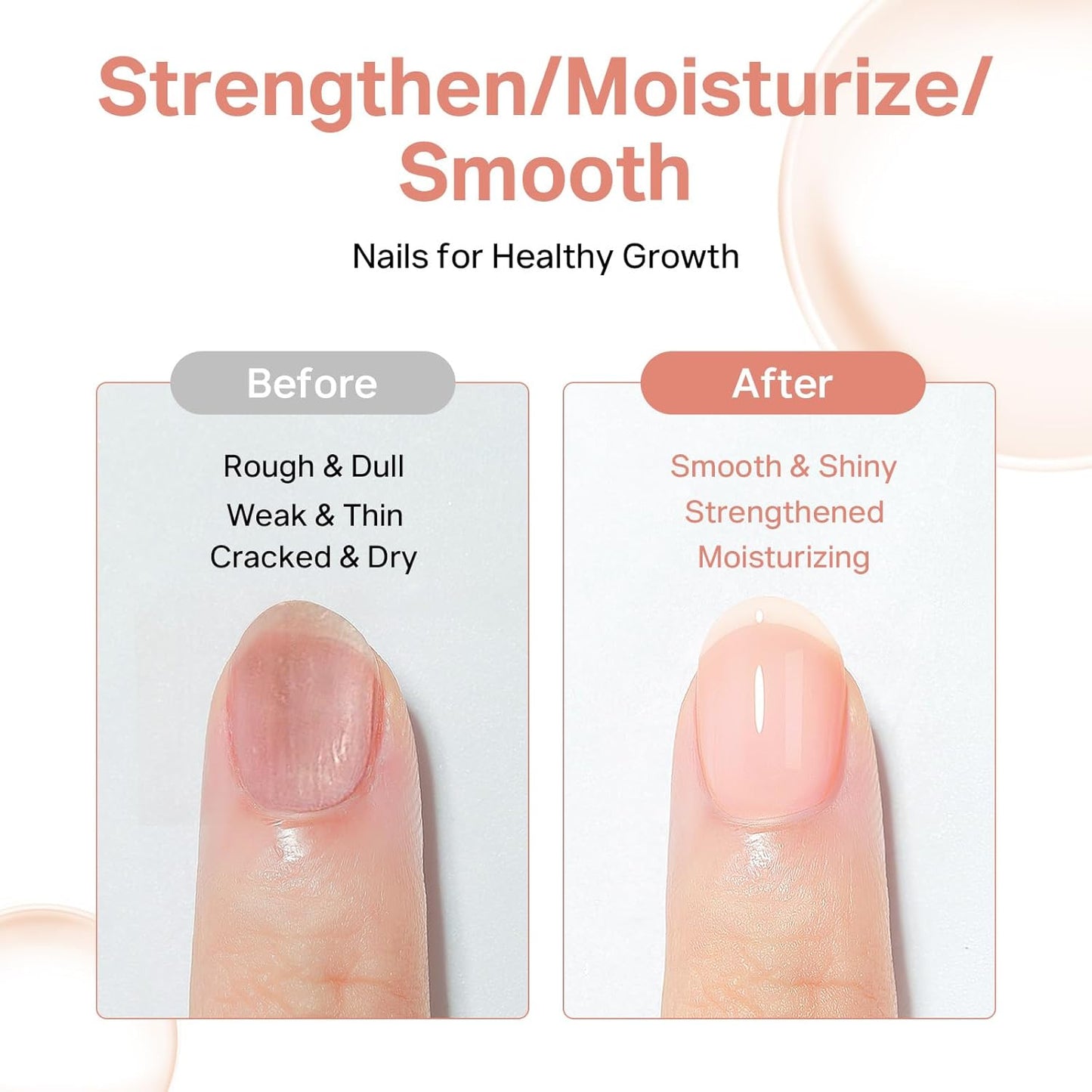 MIZHSE Nail Strengthener, Nude Color Air Dry Nail Repair Treatment Growth Polish, Natural Concealer Ridge Filler for Nails Foundation Polish for Thin and Damaged Nails 16ML
