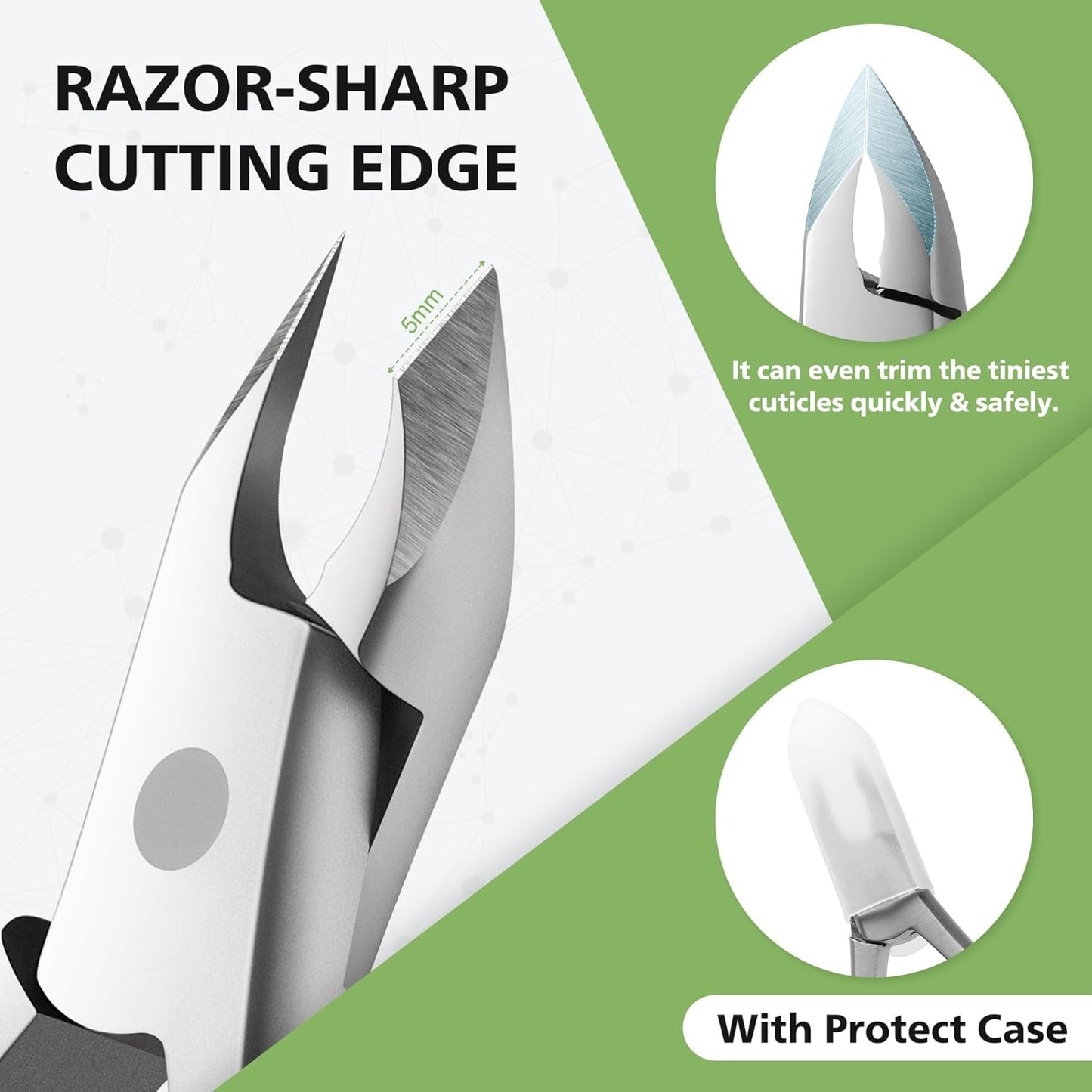 Half Jaw Salon Grade Cuticle Cutters – BALUCA Ergonomic Arch Handle Cuticle Clippers, Precision Stainless Steel Nail Cuticle Trimmer with Comfortable Grip, Perfect for Manicure & Pedicure