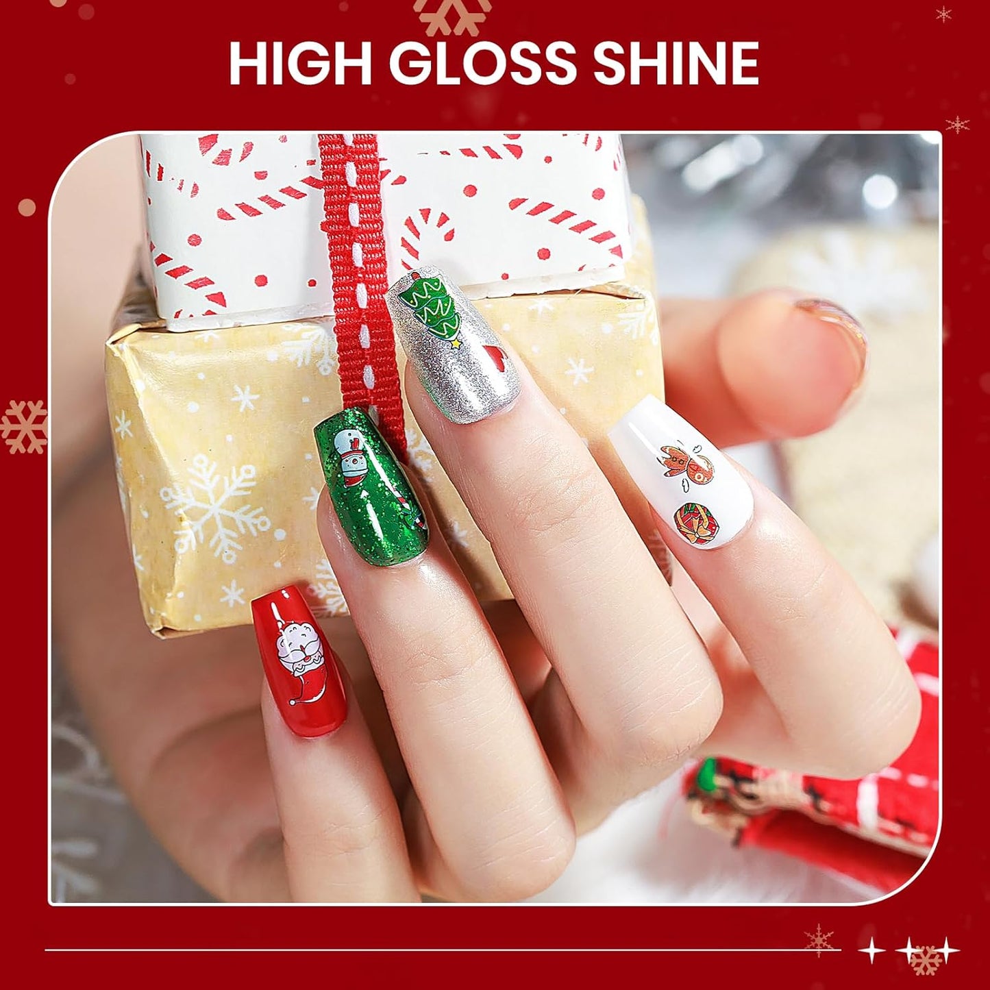 Christmas Nail Polish Set, 6 Colors Red Green Gold Silver Mini Nail polish Non Gel, Quick Dry Fast Drying Fingernail Lacquer for Women Girls Christmas Manicure Salon DIY Home
