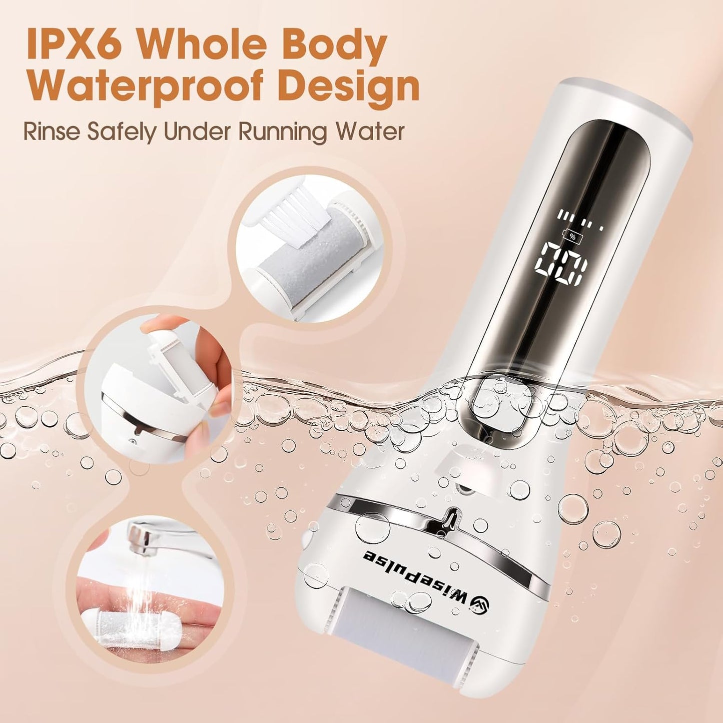 Electric Foot Callus Remover, Rechargeable Portable Electronic Foot File Pedicure Tools, Electric Callus Remover for Feet with 3 Rollers, IPX6 Waterproof Foot Care for Dead Skin, Ideal Gift