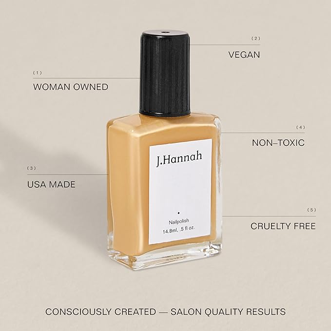 J. Hannah Nail Polish – Vegan, Non-Toxic, Cruelty-Free, Gluten-Free, Long Lasting, USA Made, Gold Leaf Color (Relic)