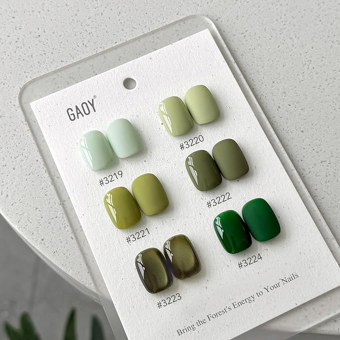 GAOY Green Gel Nail Polish Set, 6 Colors Dark Green Cat Eye, Soak Off UV Light Cure Gel Polish Kit for Nail Art DIY at Home