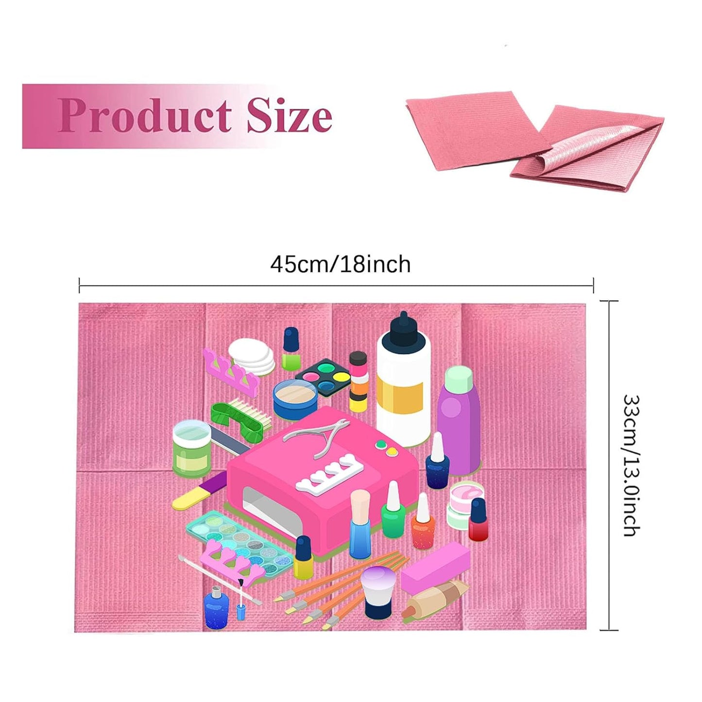 Nail Art Table Mats Disposable Nail Paper Towels,50PCS Pink Waterproof 3 Ply Nail Art Paper 13" X 17" Pads for Nail Table Decoration Kit,Nail Art Accessories