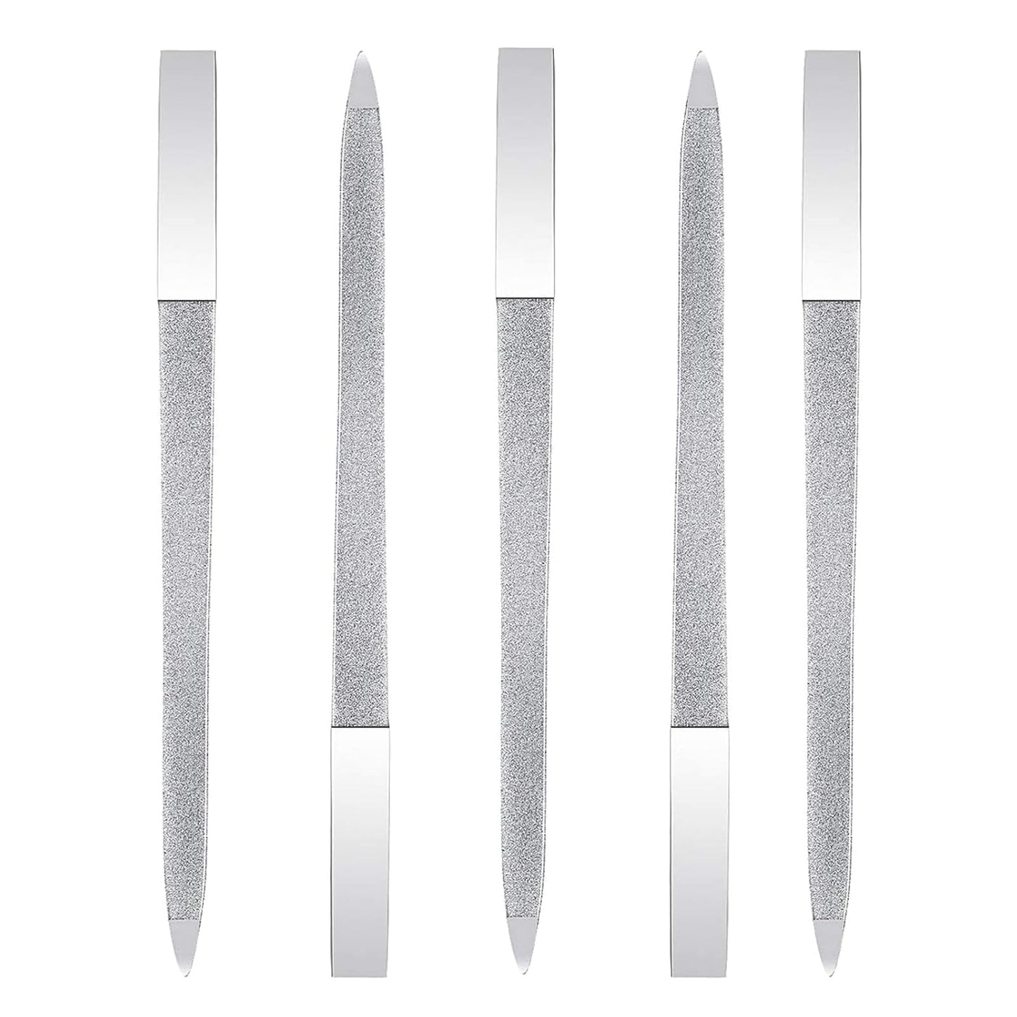 5 PCS Diamond Nail File Double Sided Metal Fingernail Manicure Files for Polish Nail, Removes Nail Ridges 7 Inches