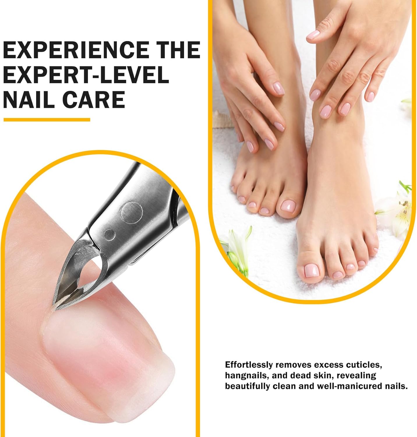 BEZOX Cuticle Clipper for Salon-Worthy Nails - Professional Half Jaw (5 mm) Cuticle Trimmers with Silicon Handle for Expert Manicures, Precision Cuticle Cutters Premium Nail Care Tool - Black