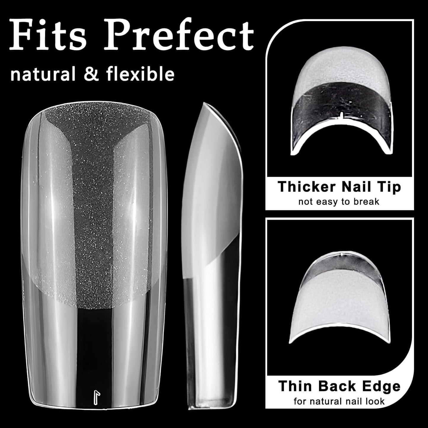 AddFavor 600pcs Square Nail Tips, Medium Gel Nail Tips Square Clear Fake Nails Full Cover Acrylic Nails Tips for Nail Extensions Manicure Salon Home DIY