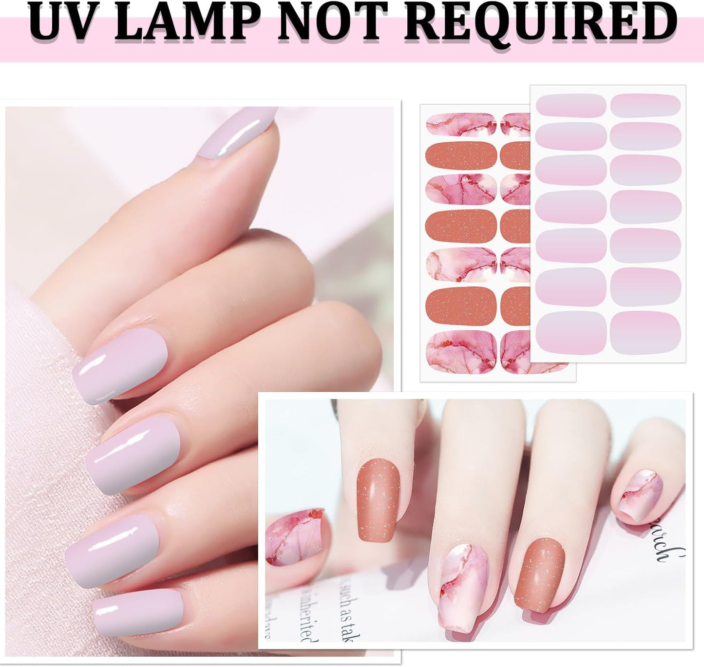 DANNEASY 16 Sheets Nail Polish Strips for Women Girl Marble&Glitter Mermaid Color Nail Polish Stickers Full Nail Wraps Gel Nail Strips Self Adhesive Manicure Sticker with File, Cuticle Stick