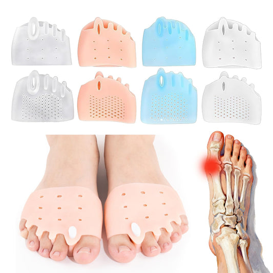 4 Pairs Silicone Toe Separators, 2026 New Bunion Corrector for Women, Ball of Foot Cushions, Toe Separators Breathable and Soft, Corrector, for Foot Alignment & Pain Relief, 4PCS*Mix