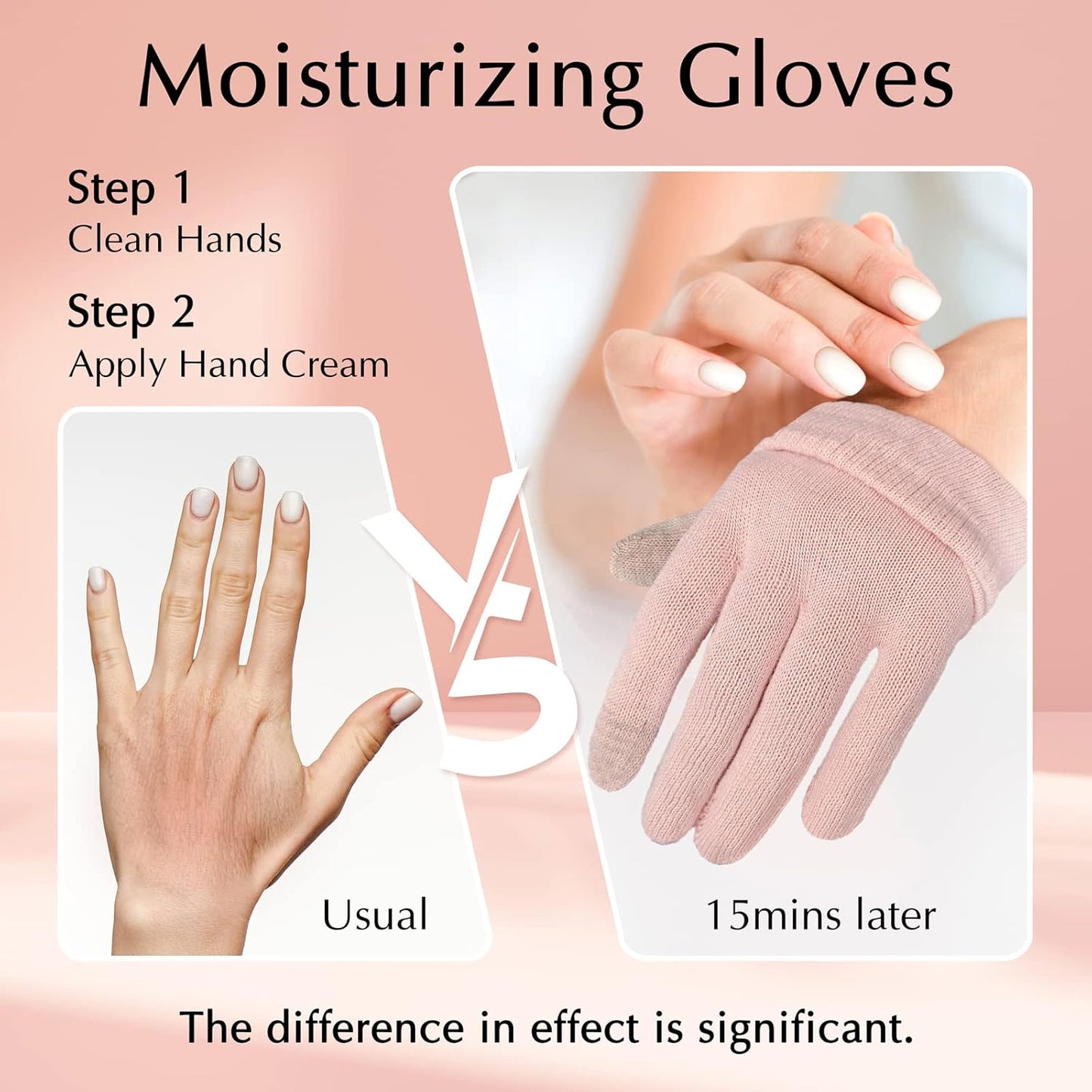 Evridwear Cotton Moisturizing Gloves Overnight Touchscreen for Dry Hands SPA Eczema Hand Care, Day and Night Moisturizing Sleeping Gloves (2 Pairs L/XL, Feather Weight Pink)