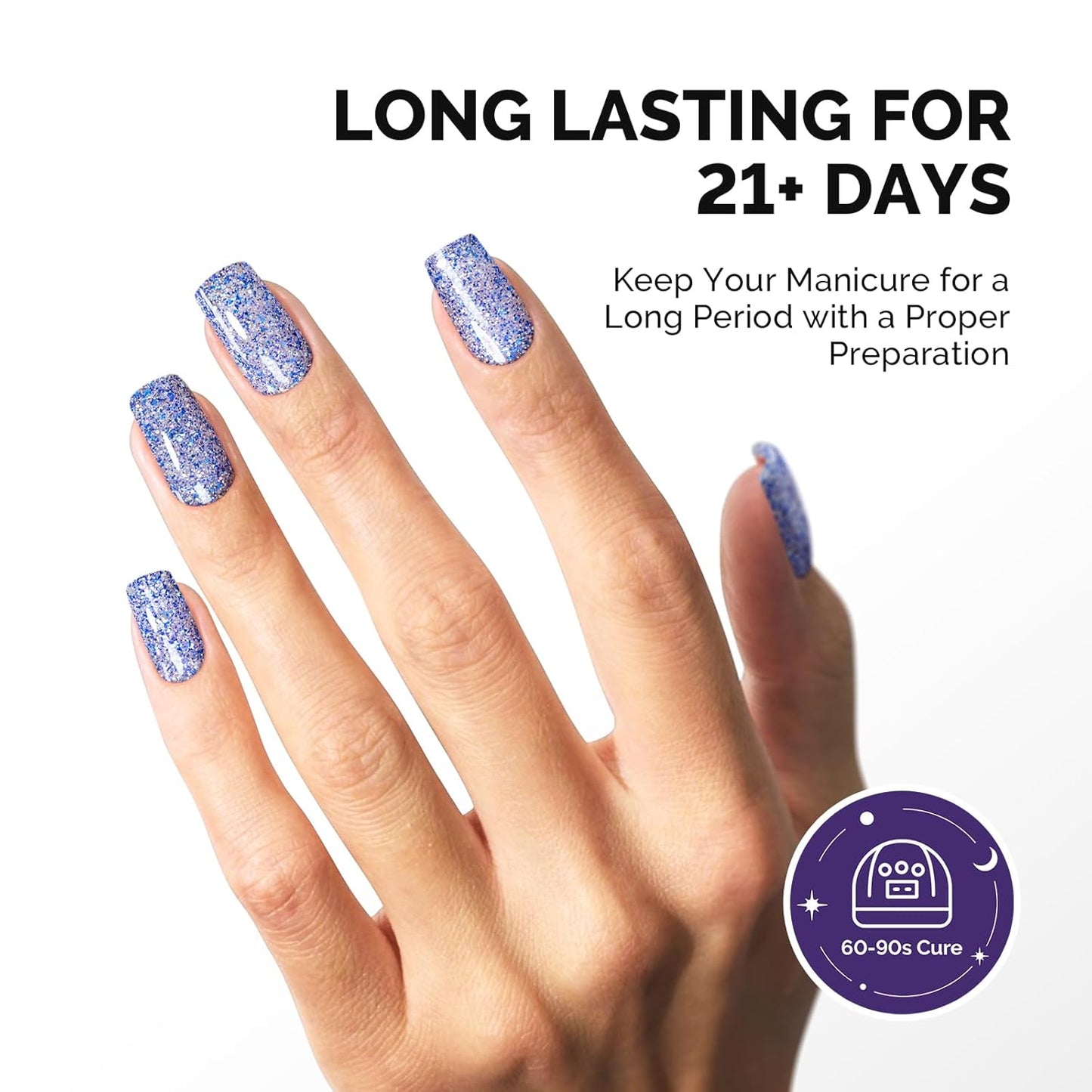 MelodySusie Galaliver Glitter Gel Nail Polish, 15ML Sparkly Shimmer Gel Polish Soak Off UV LED Cured Long Lasting Gift for Women DIY Nail Design Nail Art Manicure Starry Blue X11