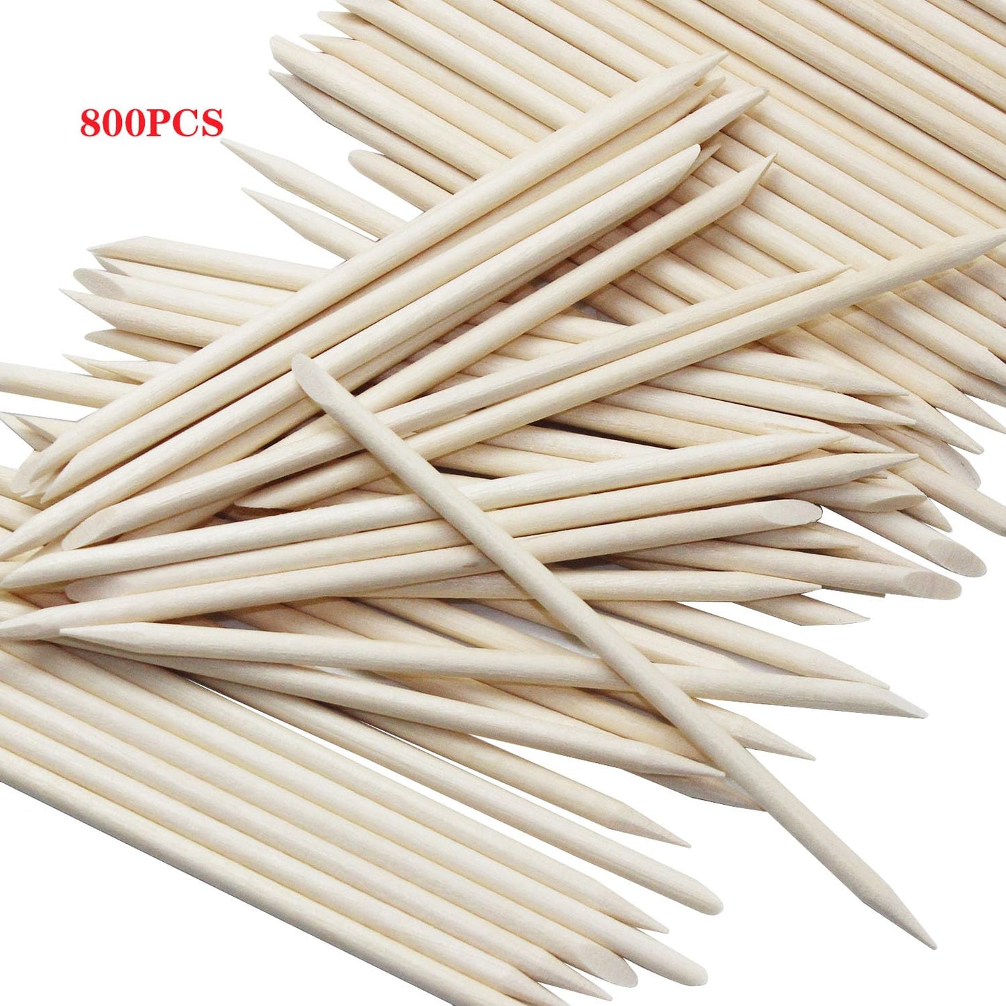 800 Pcs Nail Art Orange Wood Sticks, Multi Functional Cuticle Pusher Remover Manicure Pedicure Tool for Manicure & Pedicure - 4.5 inch