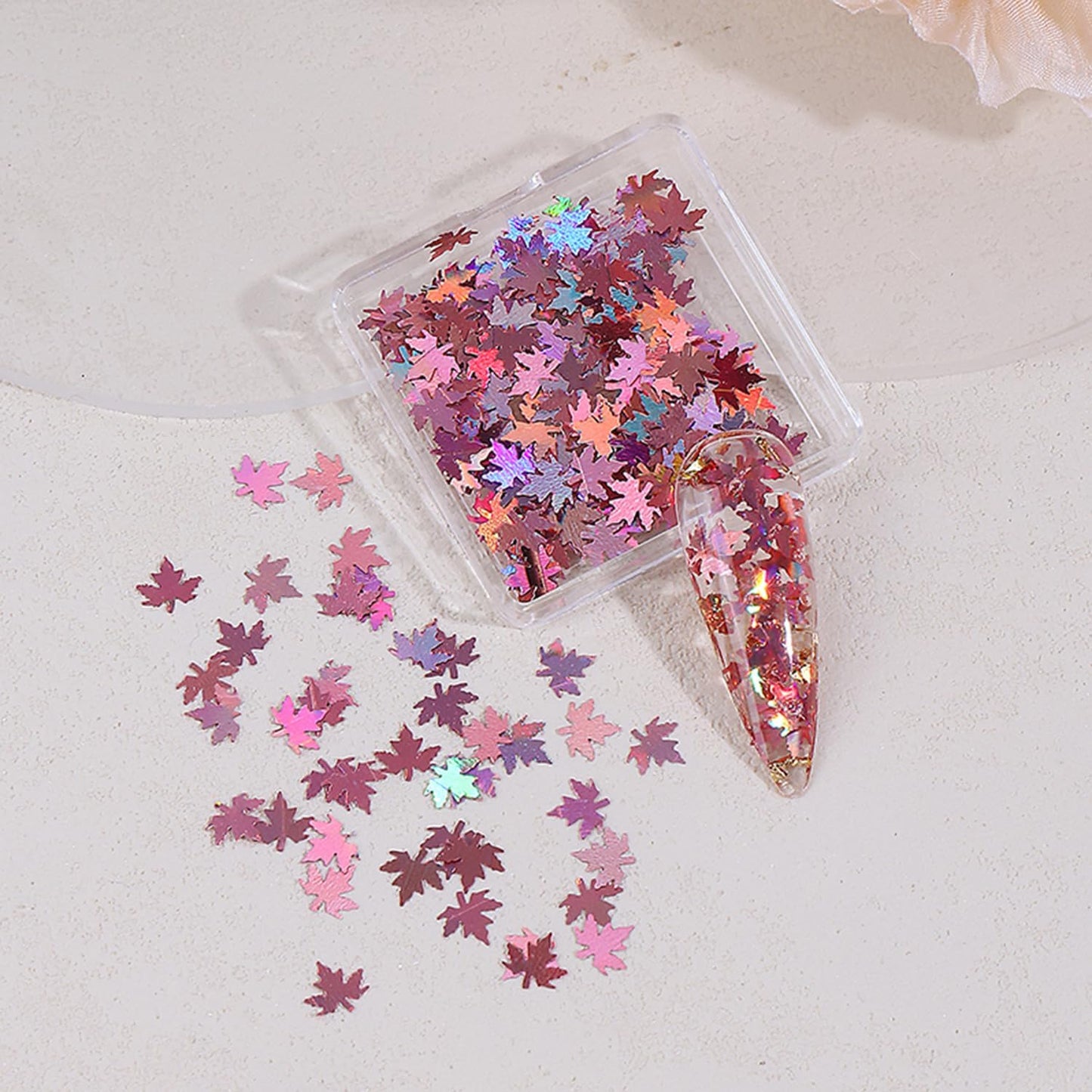 Thanksgiving Glitter Maple Leaf Nail Sequins Fall Nail Flakes Design Nail Charms Holographic Laser Mixed Color 3D Confetti Nail Glitter Sequins for Women