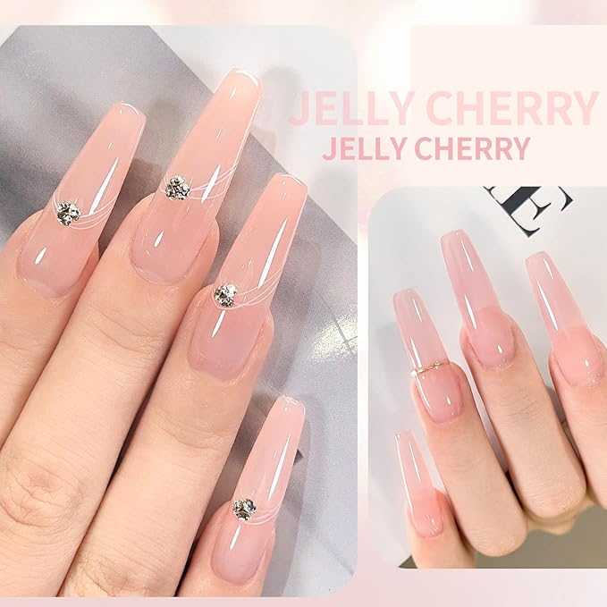 Beautpal Nude Gel Polish Set, 6pcs Jelly Gel Polish Nude Pink Neutral Color Translucent Gel Nail Kits for Salon Gel Manicure and Nail Art DIY at Home 8ml J05