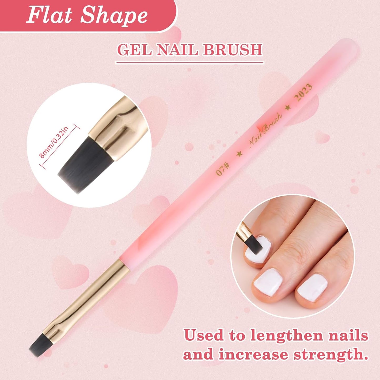 3PCS Nail Clean Up Brushes for OPI Nail Polish Remover, Brushes for Cleaning Polish Mistakes on the Cuticles, Acetone Resistant Nail Brushes for Nail Art and Designs（Jade Pink NEW）