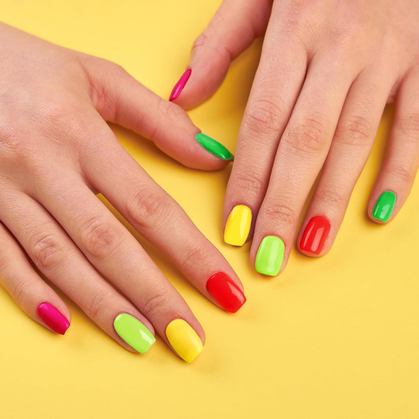 Semi Cured Gel Nail Strips-Spring summer nail stickers floral patterns beach vacation bright colors glossy shine for warm weather,Works with Any UV/LED Lamps(Vibrant Summer)
