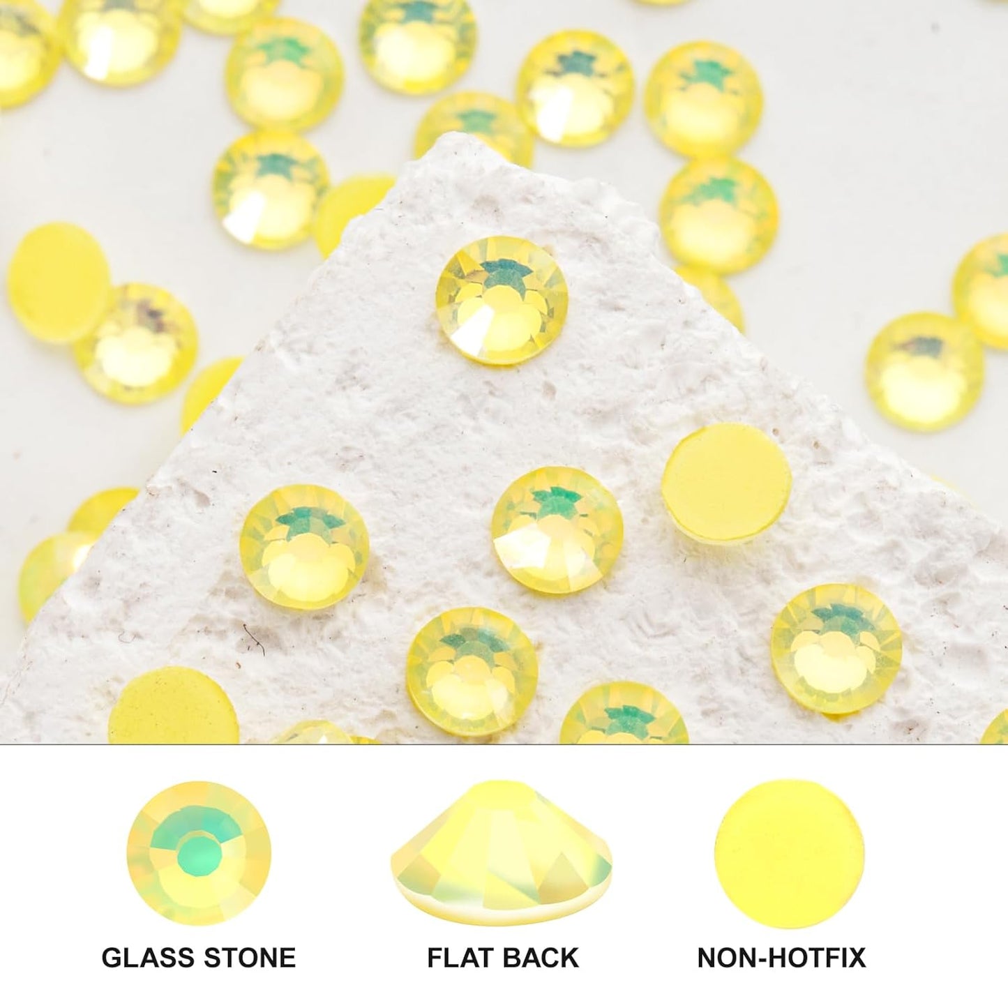 Novani 3000 Pieces Flatback Rhinestones Glass Round Gems F-Lt.Yellow Crystals for Nail Art DIY Crafts Clothes Shoes,SS6,1.9-2.0mm