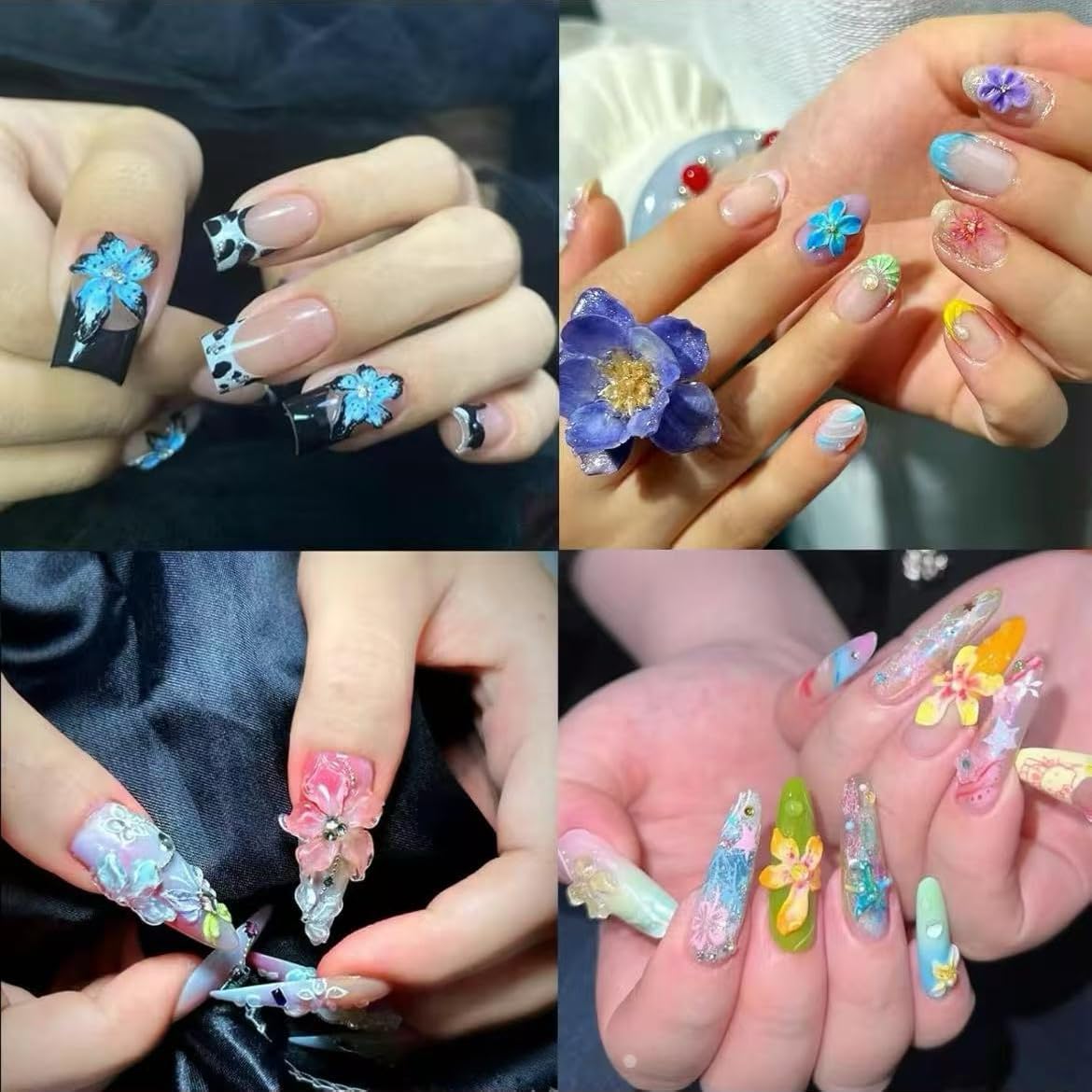 2 Pcs Flower Silicone Nail Art Molds for Women Resin Nail Design