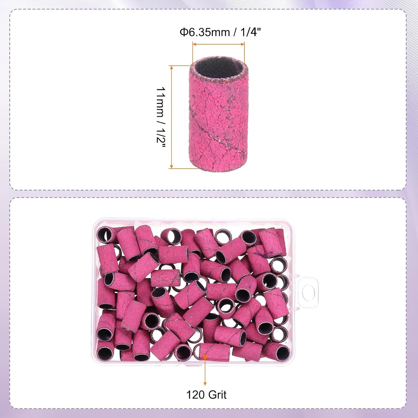 HARFINGTON 100pcs Small Sanding Bands 120 Grit for Nail Drill Bits Mini Sanding Band for Nails Gel Manicures Pink