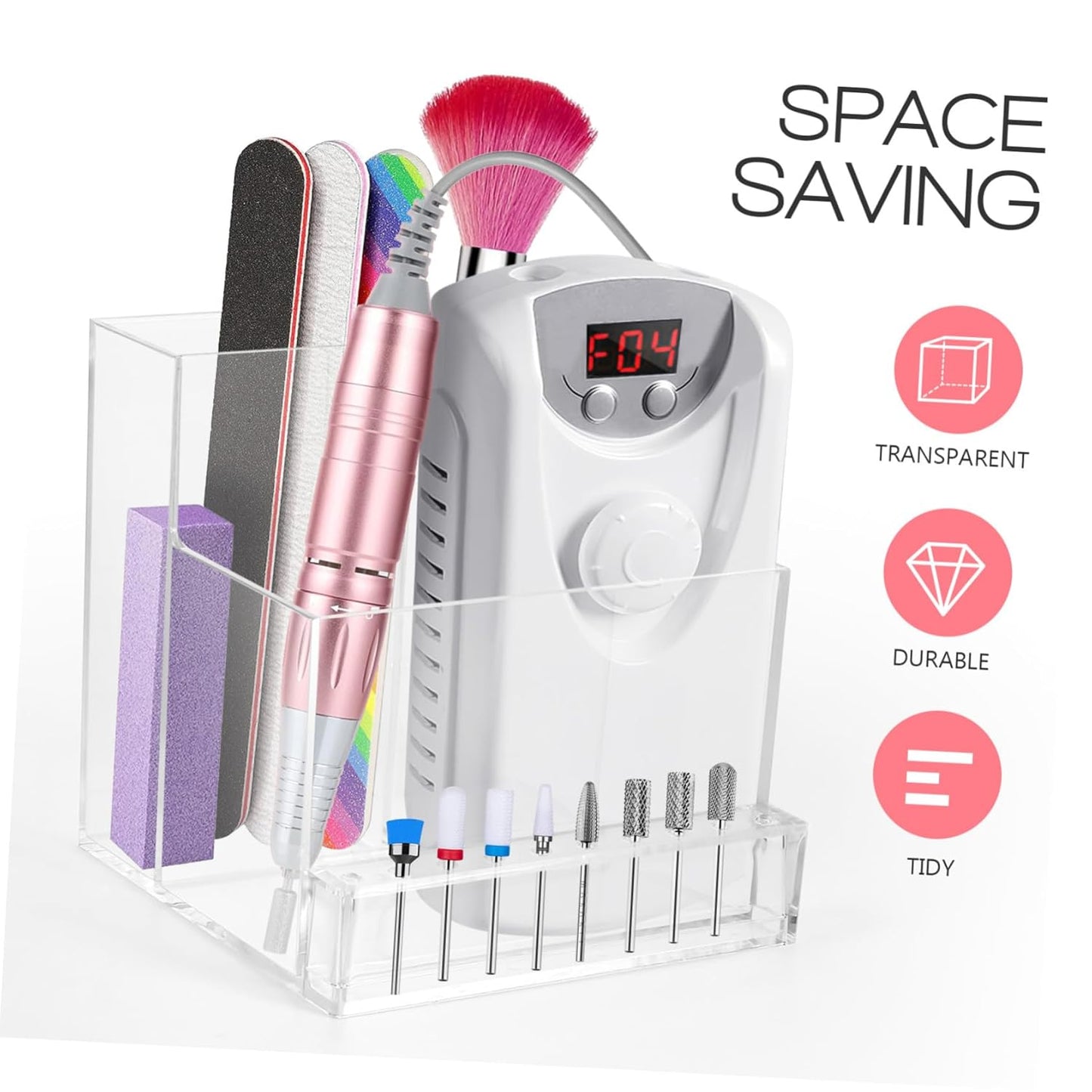 Beaupretty Nail Display Stand Nail Drill Bits Holder Nail Tool Storage Rack Nail Drill Grinding Bit Holder Box Display Stand for Nail Drill Manicure Tools Bit Holders
