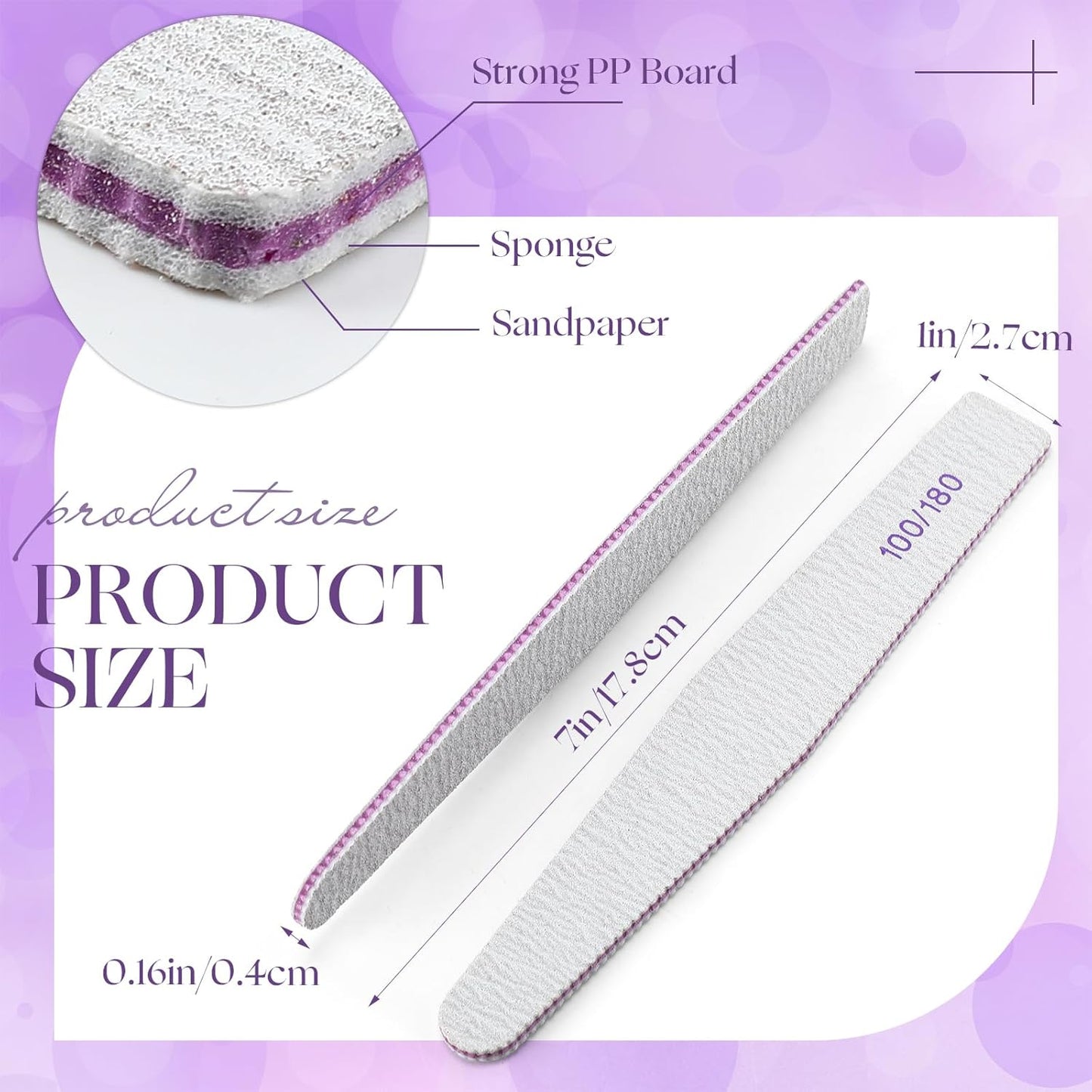 Minatee 150 Pcs 100/180 Grit Nail Files Bulk Double Sides Emery Board Reusable Buffering Files Professional Washable Nail Buffers Manicure Tools for Natural Nails Acrylic Nails(Bow Side)