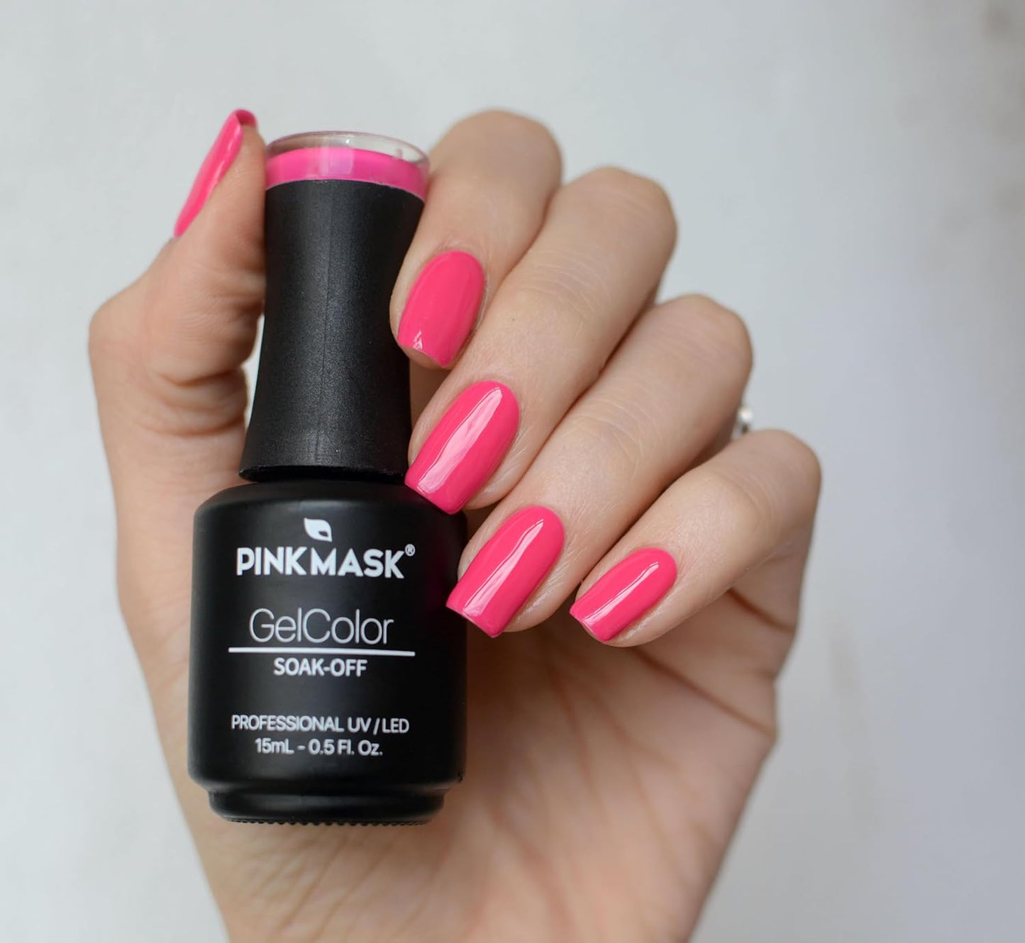 PINK MASK Gel Color Nail Polish Fancy Fucsia 15ml / o.5 oz - UV/LED Gel Polish, Non Wipe, Long Lasting, Soak Off Formula