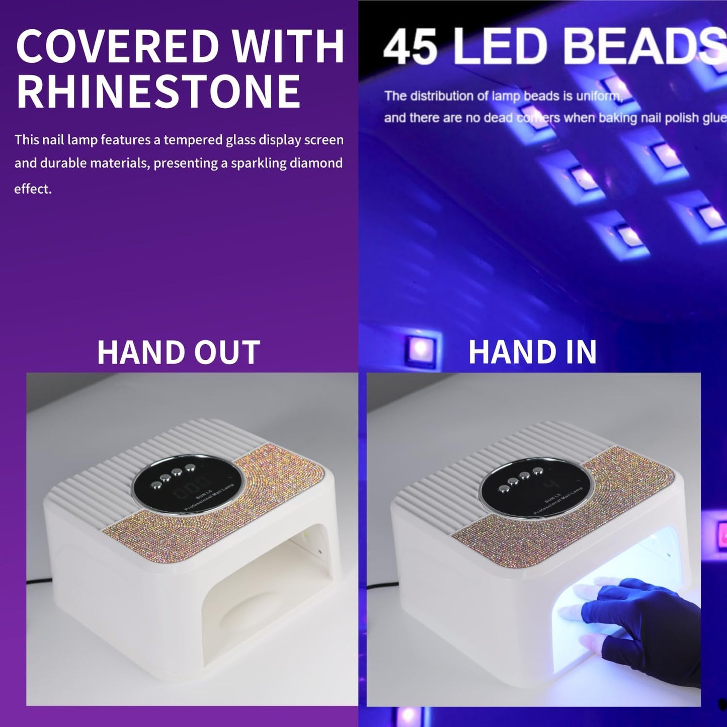 LimeGirl UV LED Nail Lamp Kit for Gel Polish Professional Fast Curing White Dryer Light Set with Protection Gloves Cordless Rechargeable Nail Art Cure Machine for Manicure Pedicure at Home and Salon