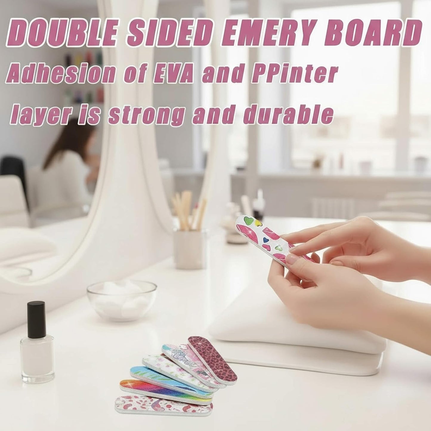 50-Pack Emery Boards 180 Grit, 3.5" Double-Sided Mini Nail Files – Durable Nail File Set for Shaping, Buffing & Smoothing; Cute Party Favors, Salon & Home (50 Count Vibrant Style)