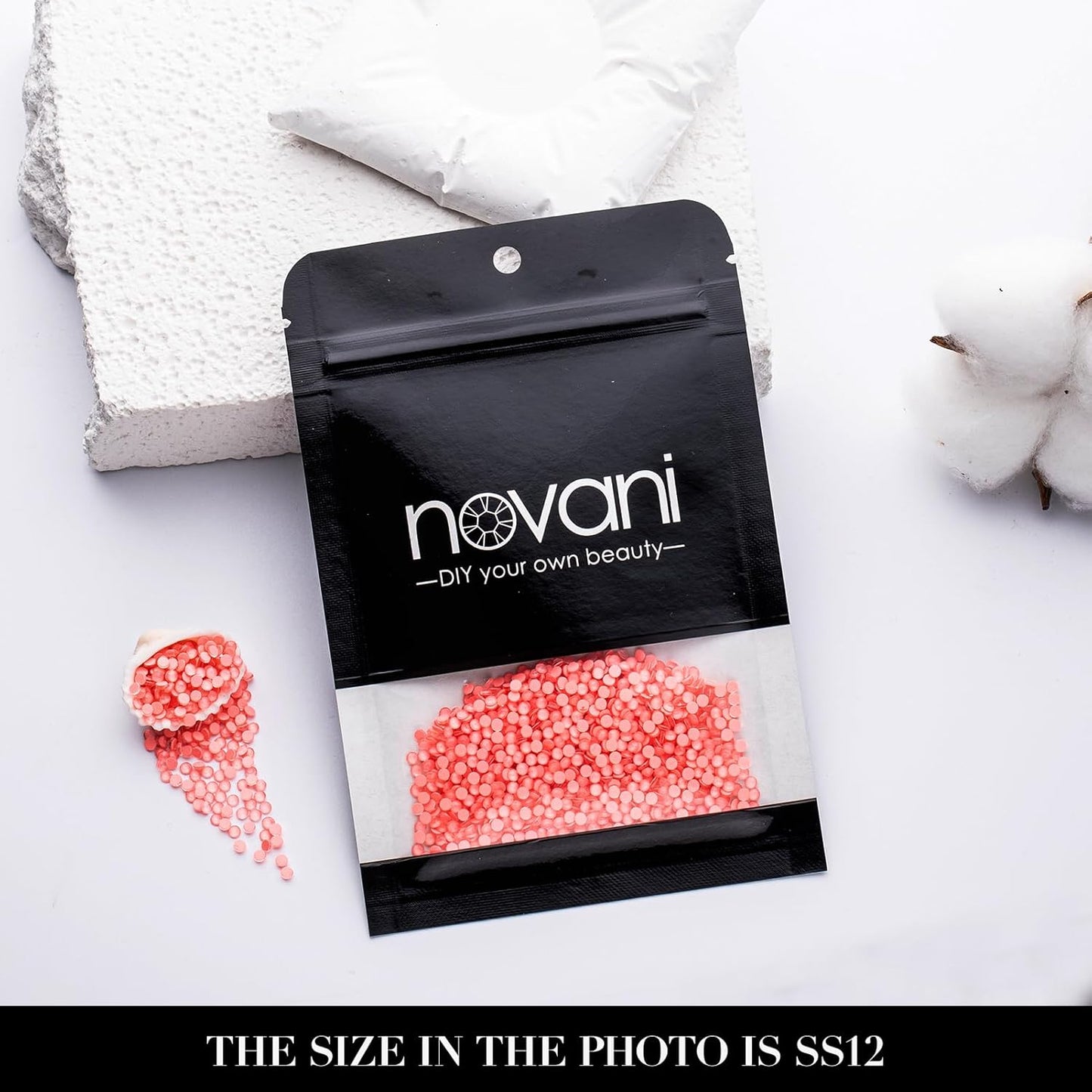Novani 3000 Pieces Flatback Rhinestones Glass Round Gems Mocha Lt.red Crystals for Nail Art DIY Crafts Clothes Shoes,SS12,3.0-3.2mm
