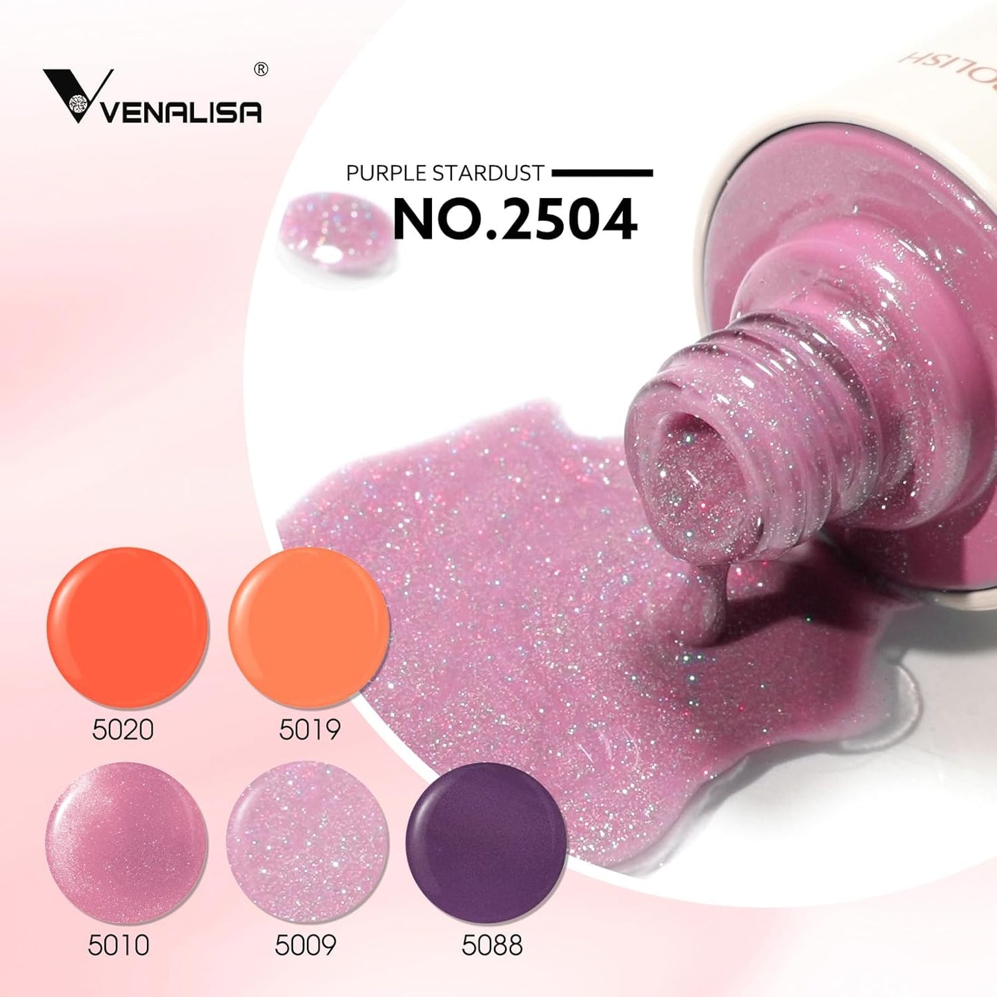 VENALISA Gel Nail Polish Set, 5 Colors 10ML Gel Polish Kit Red Orange Pink Cat Eye Glitter Jelly Purple Color Soak Off Salon Manicure DIY at Home Nail Art For Girls Women