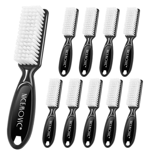 NICEMOVIC 10 Pcs Nail Brush for Cleaning Fingernails, Handle Grip Nail Scrubber Brush, Hand Fingernail Cleaner Brush Manicure Tools Scrub Cleaning Brushes, Use for Toe and Nail Cleaning (Black)