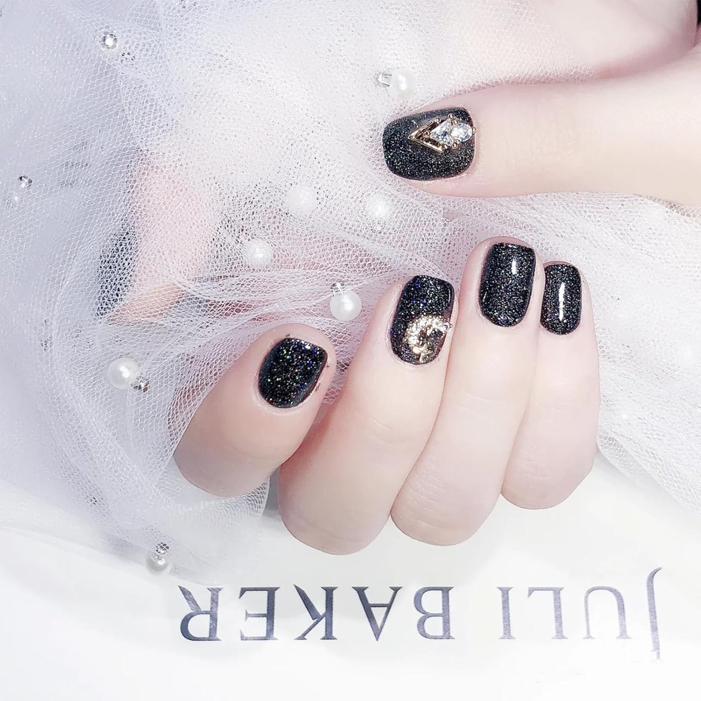 COSMOO Black Glitter Quick Dry Nail Polish, 12ml, Chip Resistant, Vegan, Fast Drying, Streak, Long Lasting