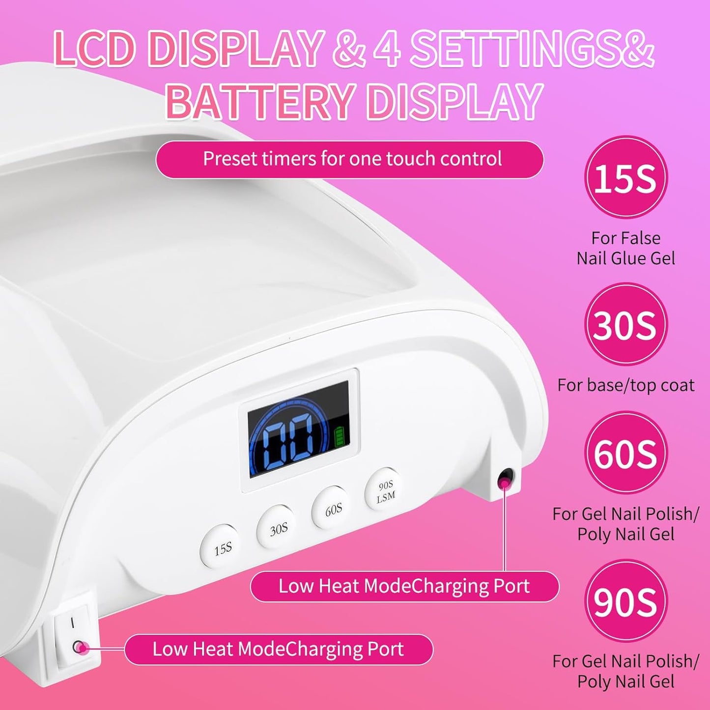 126W Cordless Rechargeable UV LED Nail Lamp,Professional UV Light for Gel Nails Gel Curing Lamp with 4 Timer Setting Auto Sensor, LED Nail Dryer for Fingernail and Toenail Home (WHITE01)
