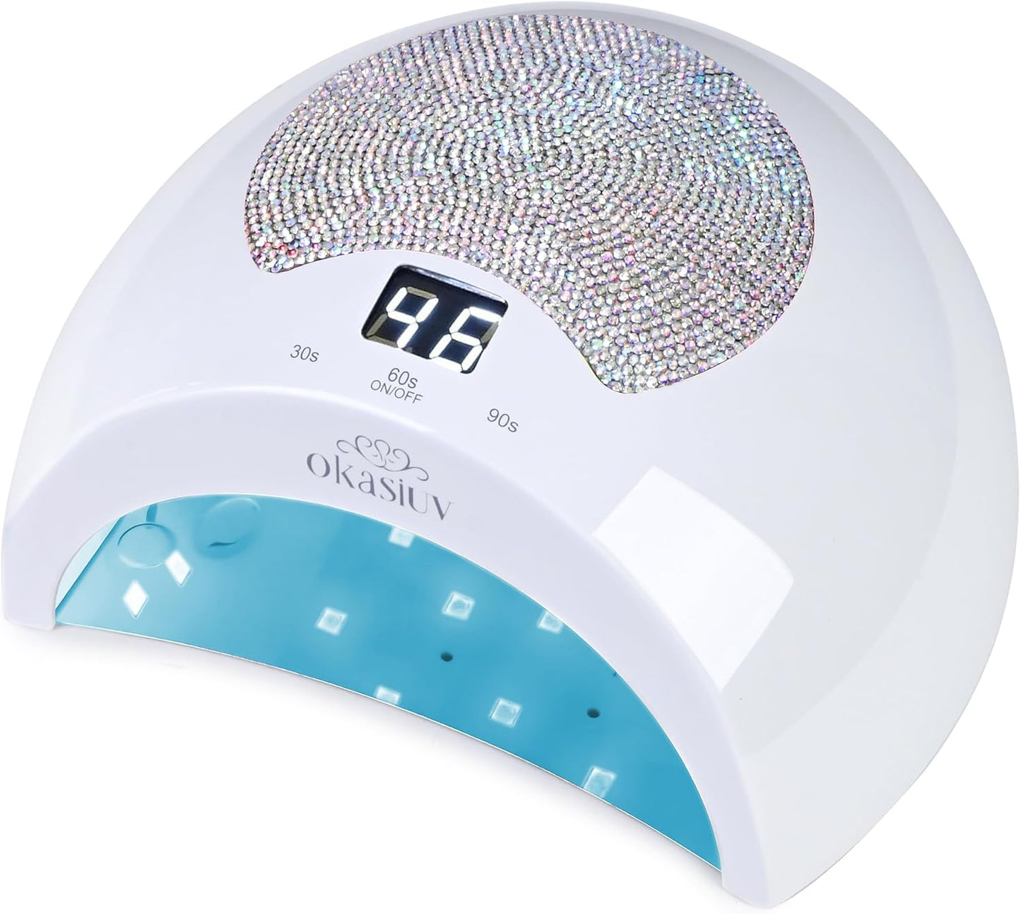 UV LED Nail Dryer with AB Rhinestones - Rechargeable, Touch Screen, 3 Timer Settings, Quick Cure for Gel Polish, Portable for Salon & DIY