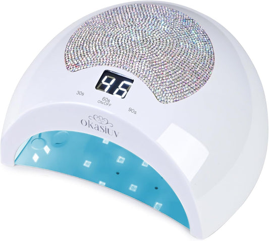 UV LED Nail Dryer with AB Rhinestones - Rechargeable, Touch Screen, 3 Timer Settings, Quick Cure for Gel Polish, Portable for Salon & DIY