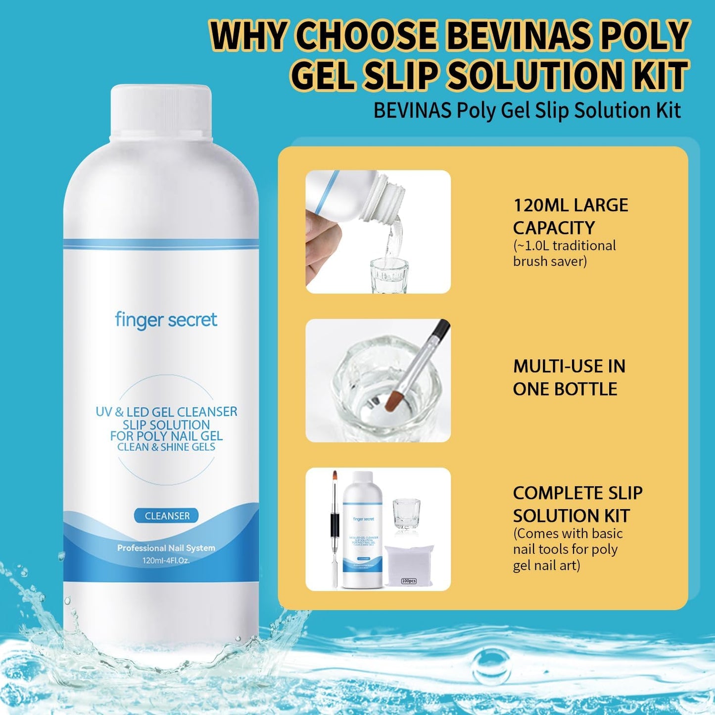 Poly Gel Slip Solution 8 oz,Nail Cleaner For Builder Gel Nails Cleanser,2PCS Poly Nail Slip Solutions for Nails