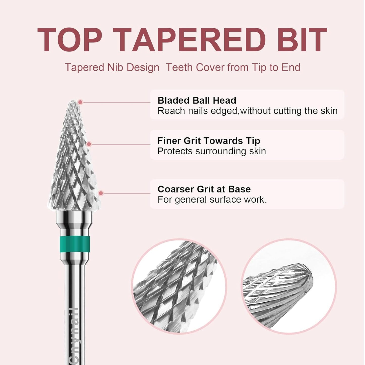 3/32" 2PCS Clean Umberllas Bits Coarse Grit Carbide Cuticle Cleaner Bit for Electric Nail Drills – Professional Manicure Tool for Nail Salons and Home Use (C Grit. Silver)