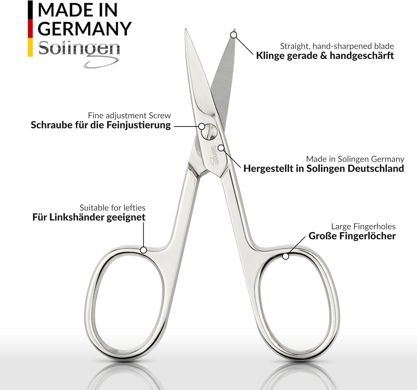 marQus - Straight nail scissors made in Germany Solingen incl. case for precise cutting of nails suitable as fingernail scissors and toenail scissors