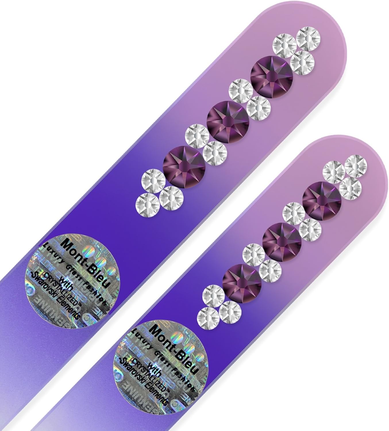 Mont Bleu Genuine Czech Glass Nail File Set of 2 Crystal Nail Files Hand Decorated with Crystals - Handmade Gifts - Crystal Nail File