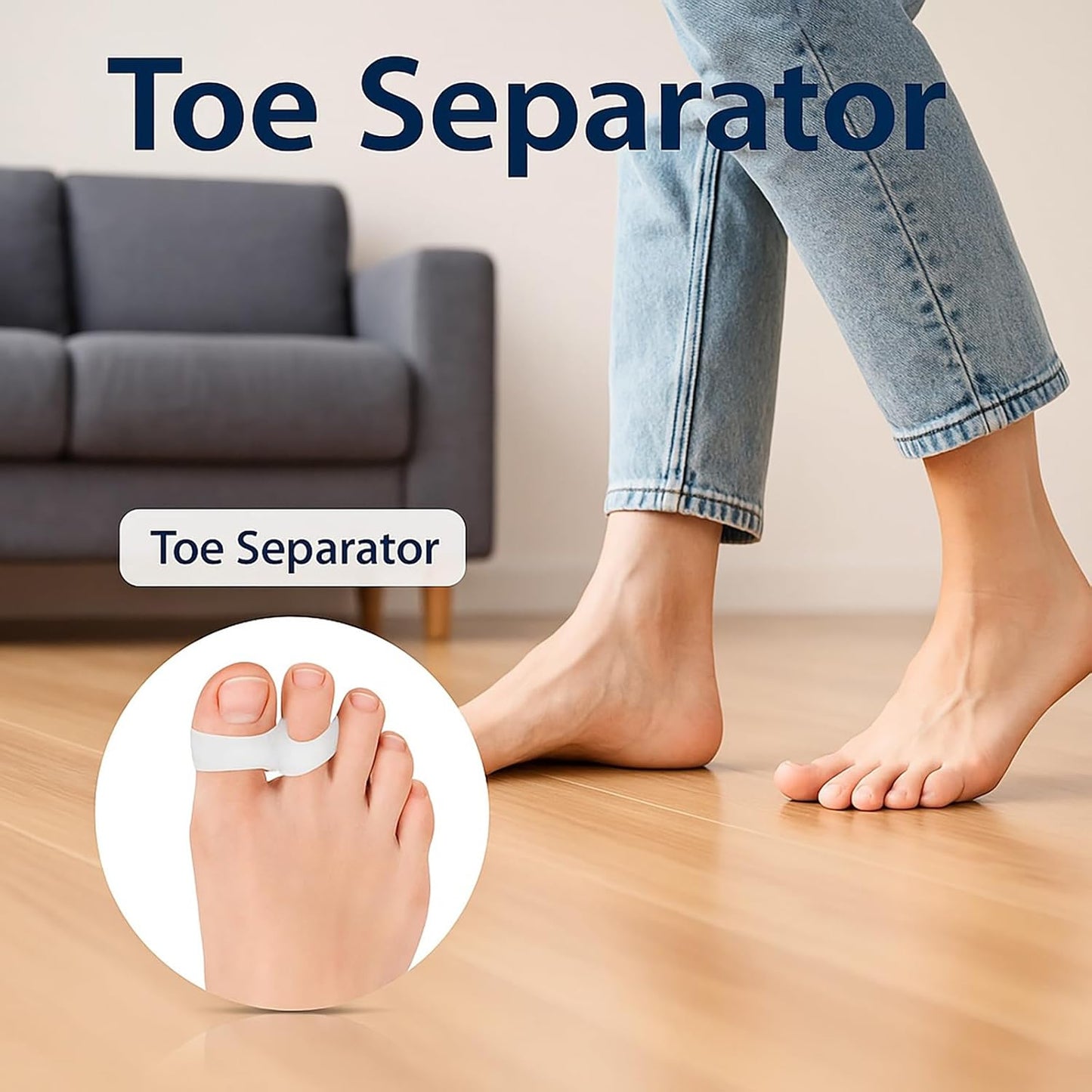 8pcs Silicone Toe Separators, Soft Toe Spacers Corrector with 2 Loops for Men & Women Straighten Overlapping Toes