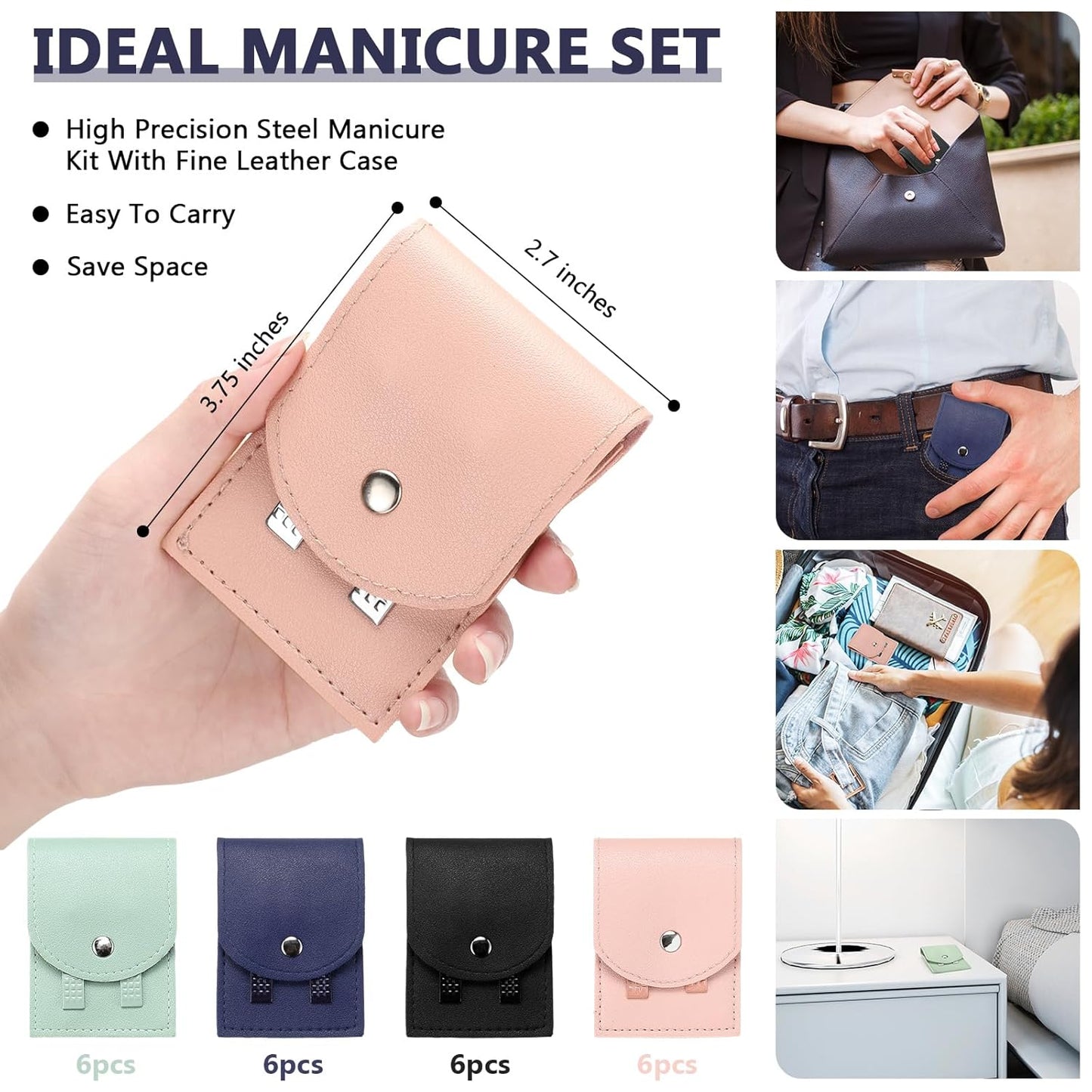 Lasnten 24 Set Christmas Manicure Set Bulk Nail Clippers Grooming Nail Kit Stainless Steel Professional Pedicure Kit Pedicure Tools with Travel Case Gifts for Xmas Men Women(4 in 1,Fresh Colors)