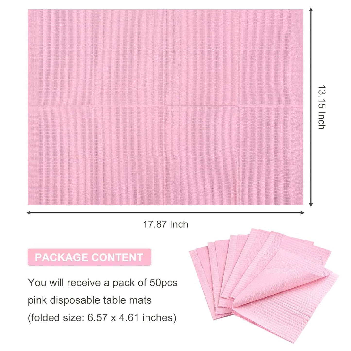 50Pcs Pink Disposable Table Mats for Nail Art 3 Ply Foldable Waterproof Dental Bibs Tattoo Sheets Nail Practice Table Cover for Medical Supplies Manicure Salon Pads