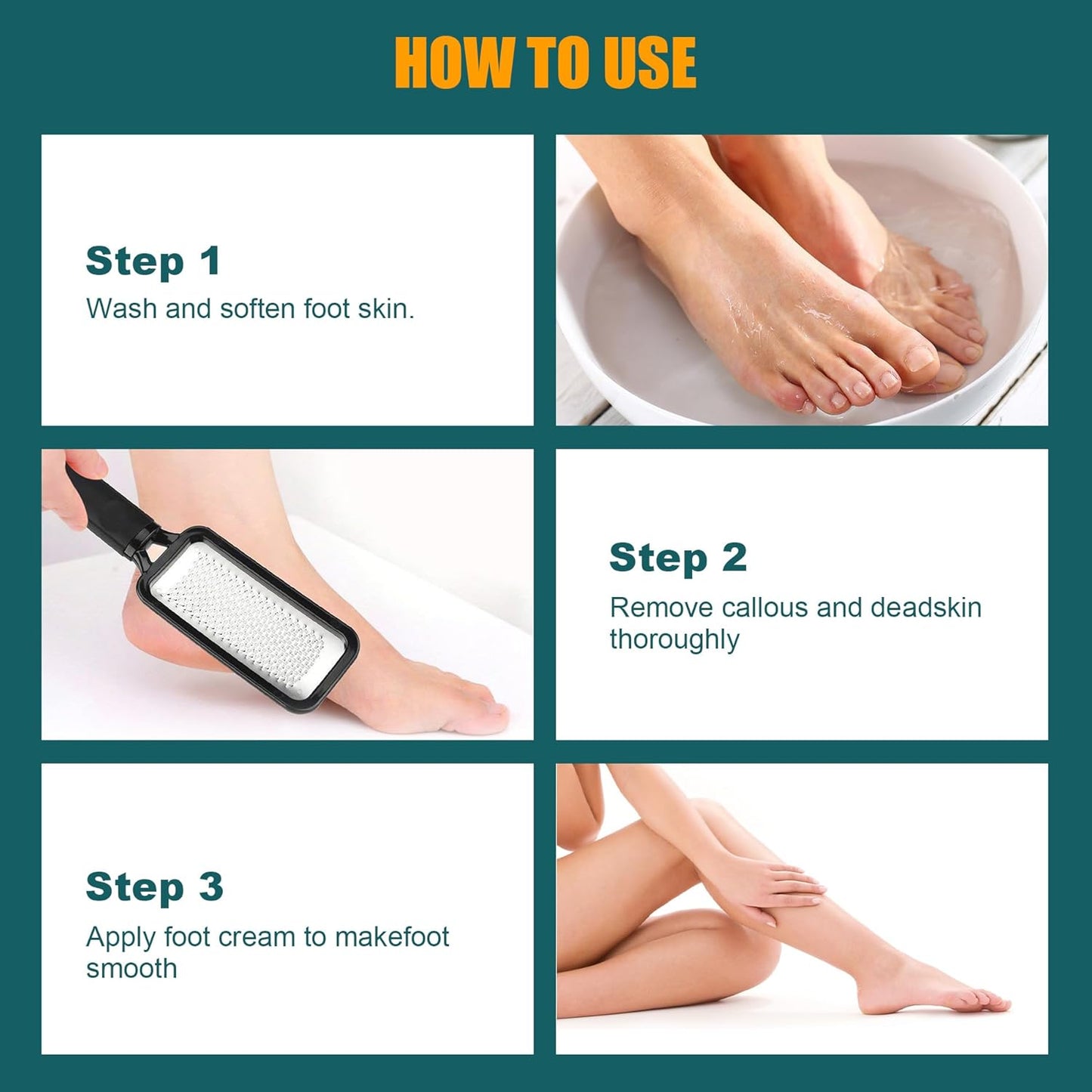 Foot File Foot Scrubber Pedicure, 2 Pcs Stainless Steel Callus Remover for Feet, Professional Foot Grater Rasp Scraper Corns Callous Removers Tool to Hard Skin Corns for Dry and Wet Fee
