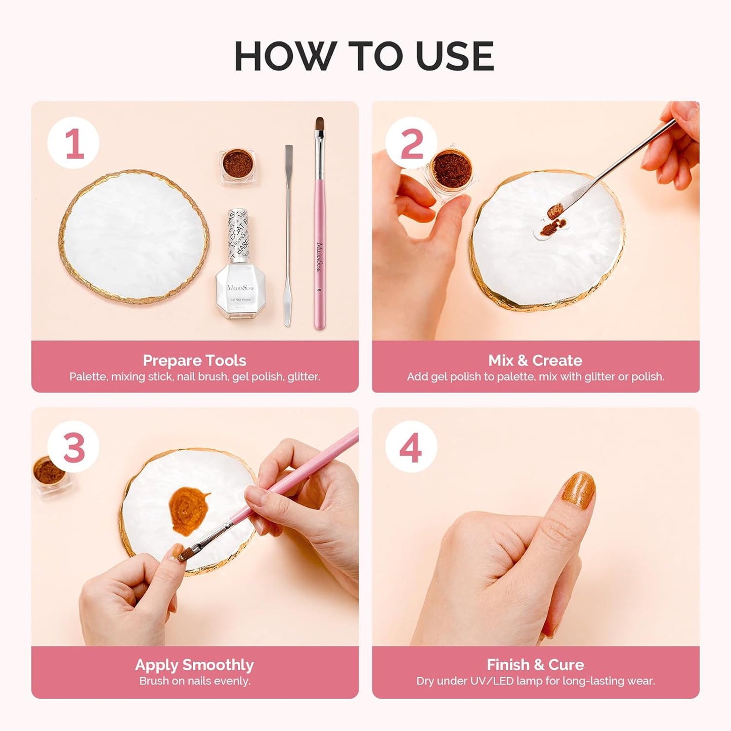 MelodySusie 1PC Round Shape Resin Nail Art Palette, Professional Color Mixing Board for Gel Polish, Acrylics, Pigment Blending, Salon and DIY Makeup Artist Tool, White