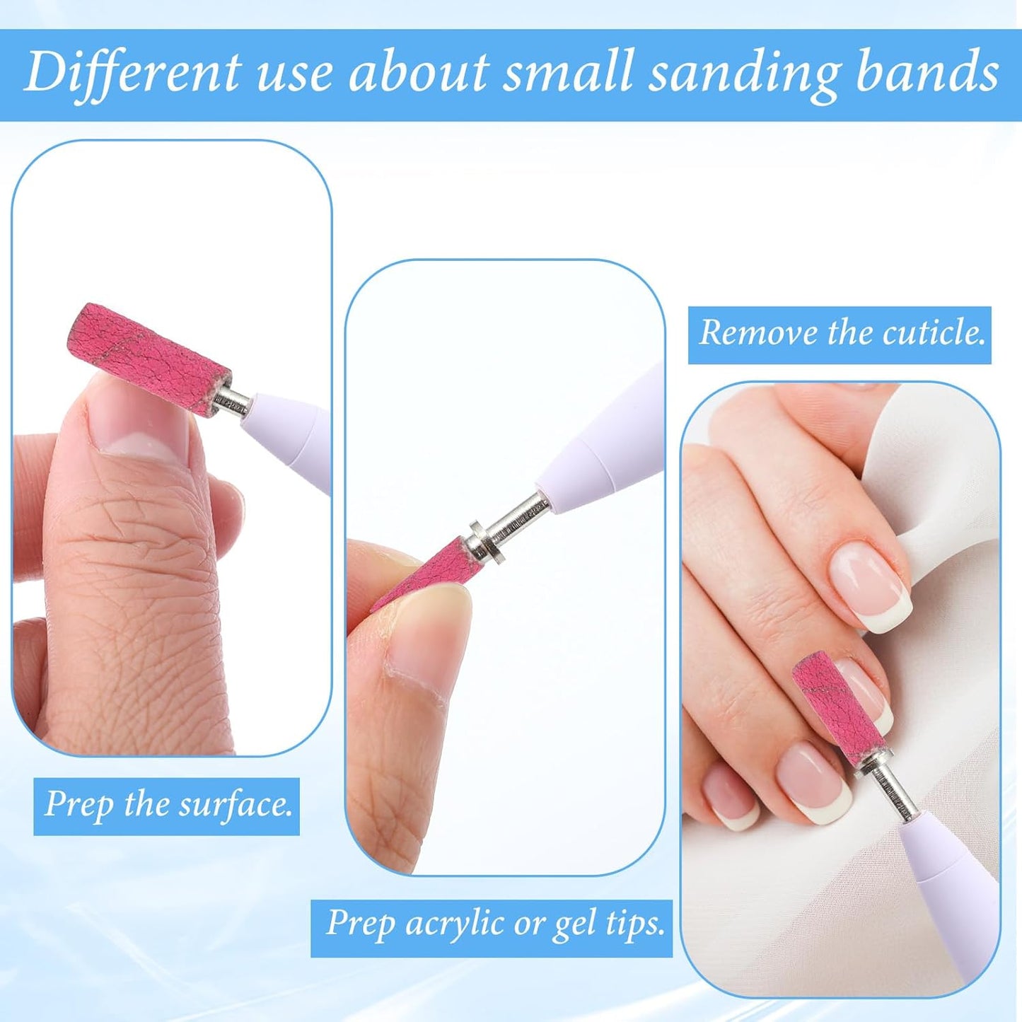 6 Pcs Mandrel Bits for Small Sanding Bands, 3 mm Small Mandrel Nail Bit Sanding Bits for Nails Drill Sandings Band Nails Drills Bit for Electric File Sanders Manicure Pedicures Tool Home Salon