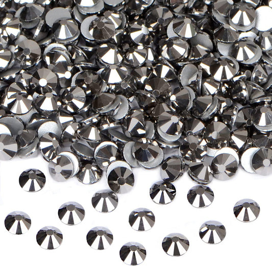 2880PCS Art Nail Rhinestones Non Hotfix Glue Fix Round Crystals Glass Flatback for DIY Jewelry Making with one Picking Pen (ss4 2880pcs, Jet Hematite)