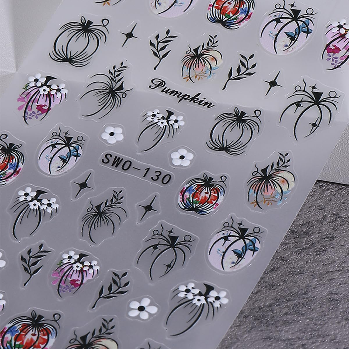 Fall Nail Stickers Halloween Pumpkin Nail Art Stickers Decals 3PCS 5D Engraved Leaf Flower Pumpkin Nails Design Self-Adhesive Fall Stickers Manicure Nail Art Supplies for Holiday DIY Nail Decorations