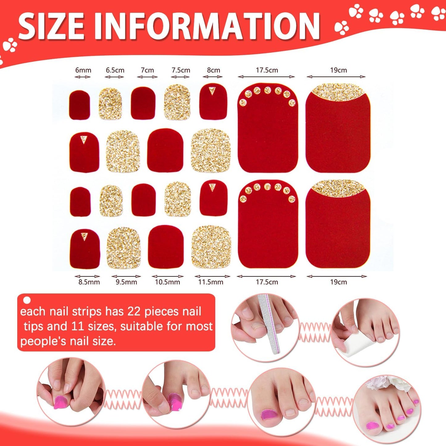 DANNEASY 16 Sheets Toe Nail Stickers Full Nail Wraps Ombre Toenail Polish Strips Self Adhesive Toes Nail Polish Stickers Gel Nail Strips Manicure Sticker with Nail File, Cuticle Stick